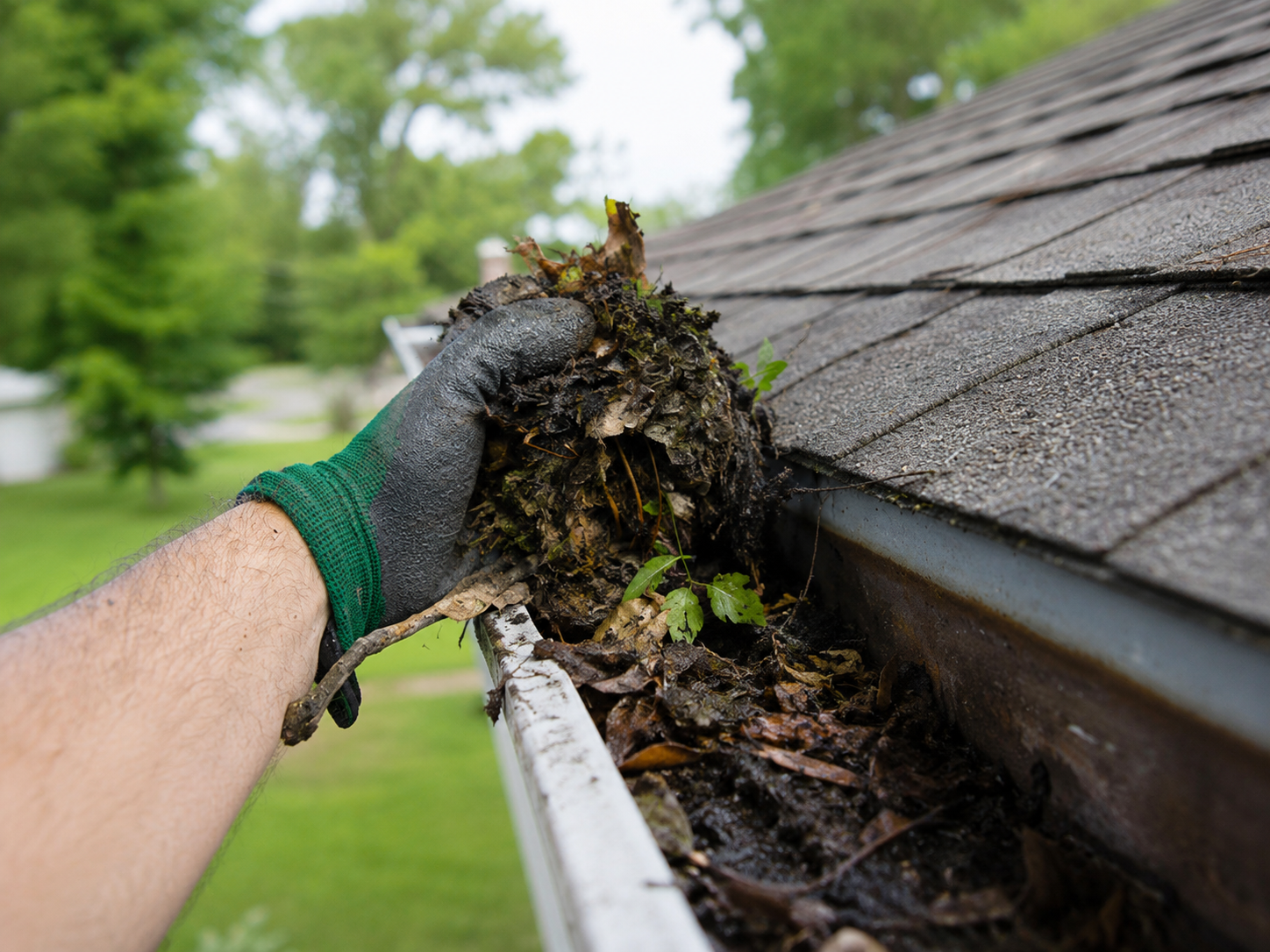 Gutter cleaning service for a home exterior